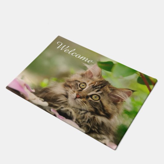 Niedliches Maine-Waschbär-Katzen-Kätzchen-Foto - Fußmatte (Schrägansicht)