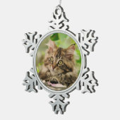 Niedliches Maine-Waschbär-Katzen-Kätzchen-Foto - Schneeflocken Zinn-Ornament (Rechts)