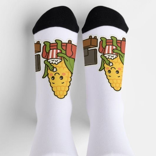 Niedliches Mais-Fernsehen mit Popcorn Socken (Oben)
