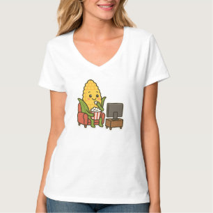 Niedliches Mais-Fernsehen mit Popcorn T-Shirt