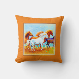 Niedliches Malen von Laufpferden. Jetzt kaufen Kissen