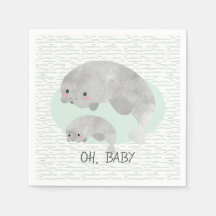 Niedliches Mama & Baby Manatee mit Waves Baby Dusc