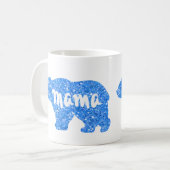 Niedliches Mama Bär blaues Funkeldesign für sie Kaffeetasse (Vorderseite Links)