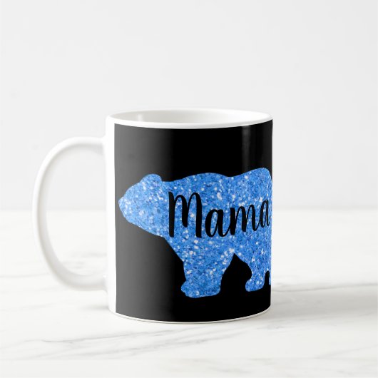 Niedliches Mama Bär blaues Funkeldesign für sie Kaffeetasse (Links)