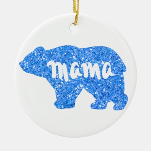 Niedliches Mama Bär blaues Funkeldesign für sie Keramik Ornament (Vorne)