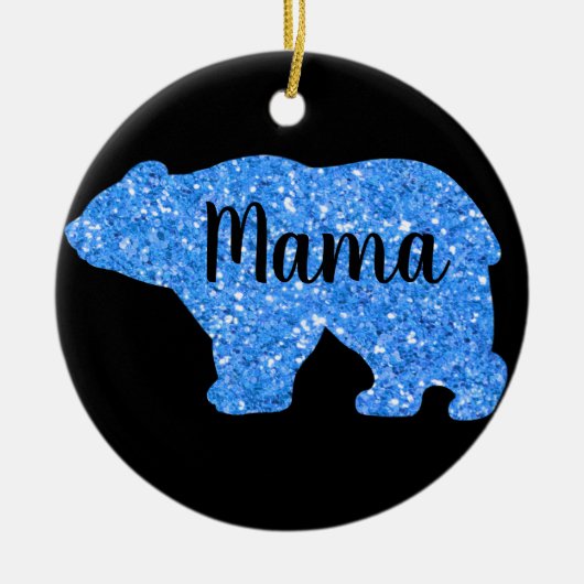 Niedliches Mama Bär blaues Funkeldesign für sie Keramik Ornament (Vorne)