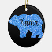 Niedliches Mama Bär blaues Funkeldesign für sie Keramik Ornament (Links)