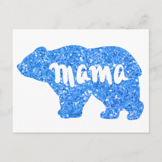 Niedliches Mama Bär blaues Funkeldesign für sie Postkarte (Vorderseite)