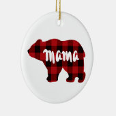 Niedliches Mama Bären Design, rustikal rot kariert Keramik Ornament (Rechts)