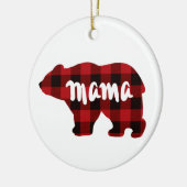 Niedliches Mama Bären Design, rustikal rot kariert Keramik Ornament (Links)