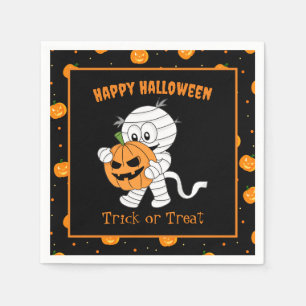 Niedliches Mama beim Wandern mit Halloween Pumpkin Serviette