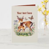 Niedliches Mama-Hirsch Karte (Gelbe Blume)