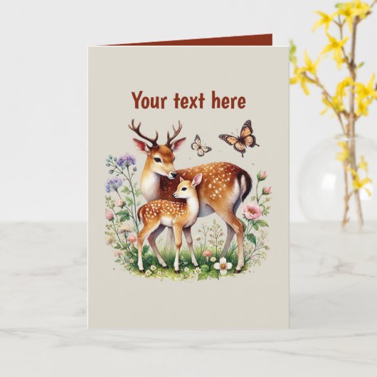 Niedliches Mama-Hirsch Karte (Gelbe Blume)