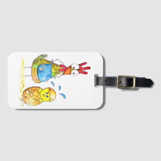 Niedliches Mama-Hühnchen mit Baby Gepäckanhänger (Vorderseite (Horizontal))