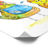 Niedliches Mama-Hühnchen mit Baby Poster (Ecke)