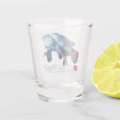 Niedliches Mandarinenpaar Schnapsglas (Rückseite)