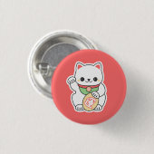 Niedliches Maneki Neko Button (Vorne & Hinten)