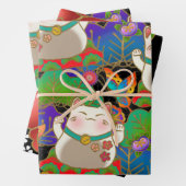 Niedliches Maneki Neko  Geschenkpapier Set (Beispiel)