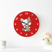 Niedliches Maneki Neko (glückliche zuwinkende Große Wanduhr (Zuhause)