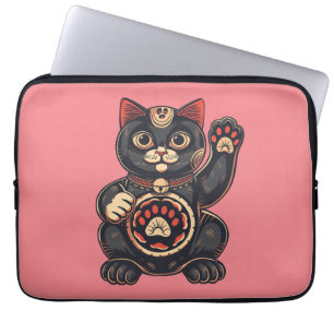 niedliches Maneki Neko Katzenaufdruck auf Japanisc Laptopschutzhülle