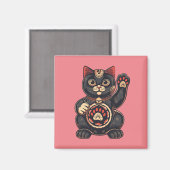 niedliches Maneki Neko Katzenaufdruck auf Japanisc Magnet (Vorderseite/Rückseite)