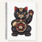 niedliches Maneki Neko Katzenaufdruck auf Japanisc Notizblock (Vorderseite)