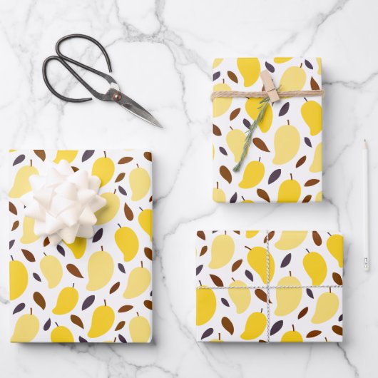 Niedliches Mango-Muster Geschenkpapier Set (Vorderseite)