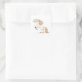 Niedliches Märcheneinhorn mit goldener Mähne Quadratischer Aufkleber (Tasche)