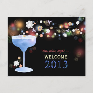 Niedliches Margarita Glas Silvester Party Postkart Einladungspostkarte