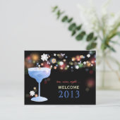 Niedliches Margarita Glas Silvester Party Postkart Einladungspostkarte (Stehend Vorderseite)