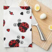 Niedliches Marienkäfer-und Herz-Muster Geschirrtuch (Viertel Falte)