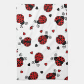 Niedliches Marienkäfer-und Herz-Muster Geschirrtuch (Vertikal)