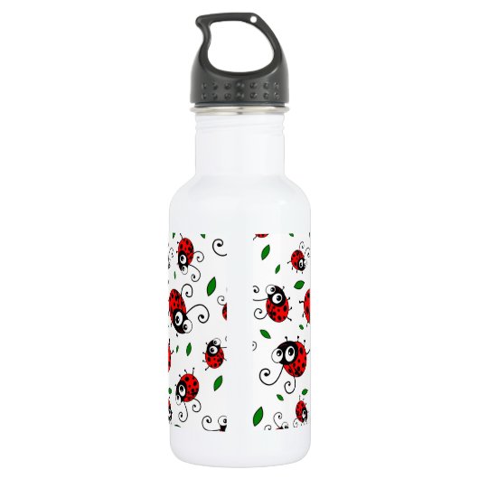 Niedliches Marienkäfermuster Edelstahlflasche (Rückseite)