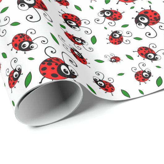 Niedliches Marienkäfermuster Geschenkpapier (Rolleneckpunkt)