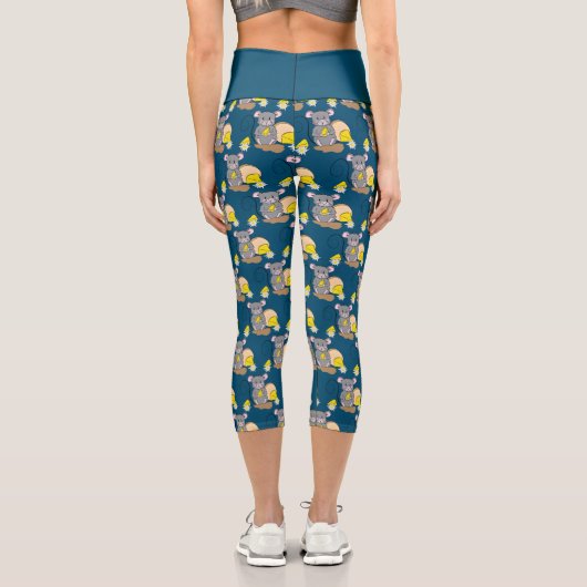 Niedliches Mausmuster Ozeanblau Capri Leggings (Rückseite)