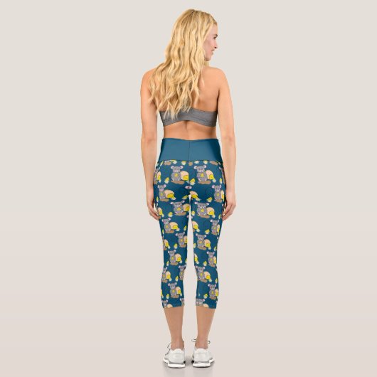 Niedliches Mausmuster Ozeanblau Capri Leggings (Rückseite)