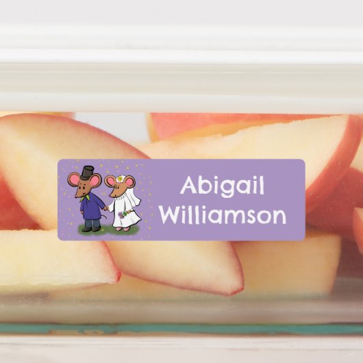 Niedliches Mauspaar Cartoon personalisiert Etiketten (Befestigt)