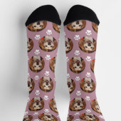 Niedliches Mauve Pet Foto & Paw Prints Hund oder K Socken (Oben)
