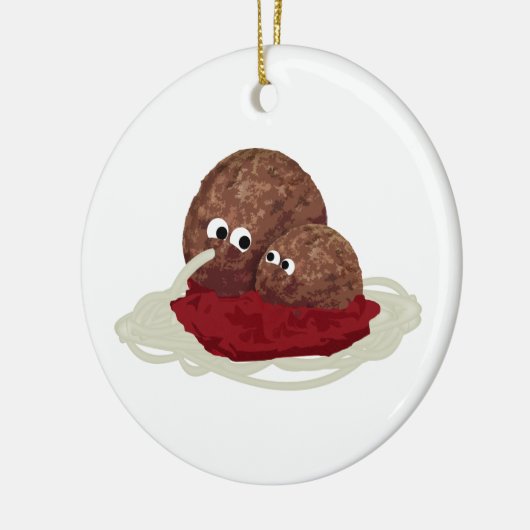 Niedliches Meatball Eating Spaghetti Keramikornament (Links)