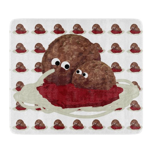 Niedliches Meatball Eating Spaghetti Schneidebrett (Vorderseite)