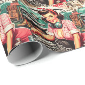 Niedliches mechanisches Button Geschenkpapier (Rolleneckpunkt)