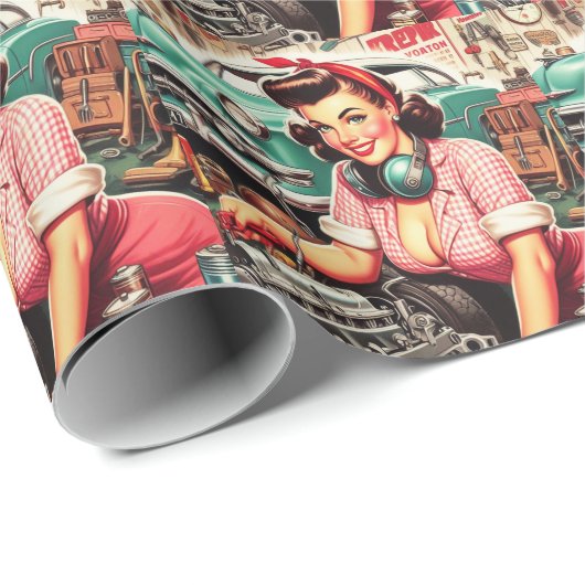 Niedliches mechanisches Button Geschenkpapier (Rolleneckpunkt)