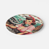 Niedliches mechanisches Button Pappteller (Schrägansicht)