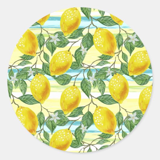Niedliches mediterranes Sommerlemon Runder Aufkleber (Vorderseite)