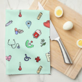 Niedliches medizinisches Icon-Muster Geschirrtuch (Viertel Falte)