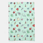 Niedliches medizinisches Icon-Muster Geschirrtuch (Vertikal)