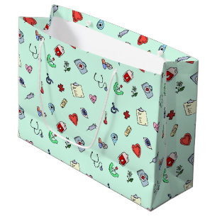 Niedliches medizinisches Icon-Muster Große Geschenktüte