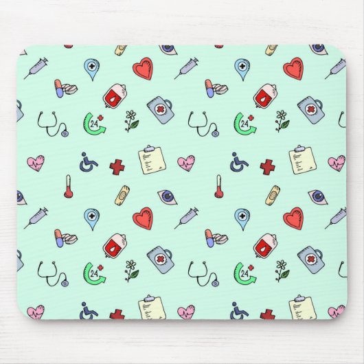 Niedliches medizinisches Icon-Muster Mousepad (Vorne)