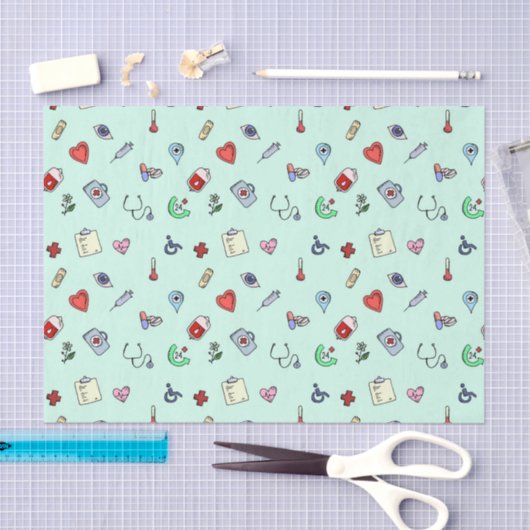 Niedliches medizinisches Icon-Muster Seidenpapier (Handwerk)