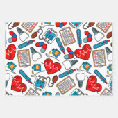 Niedliches medizinisches Krankenpflegethema gemisc Geschenkpapier Set (Vorderseite)